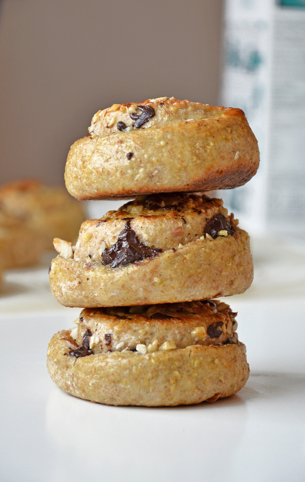 Buns filled with chocolate and almonds