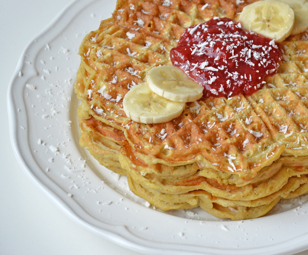 Healthy waffle with apples