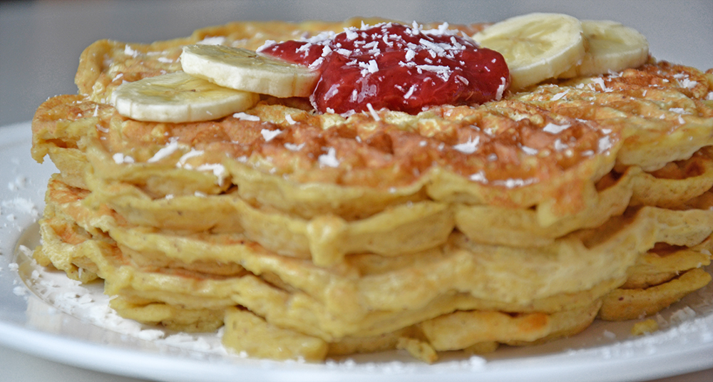 Healthy waffle with apples