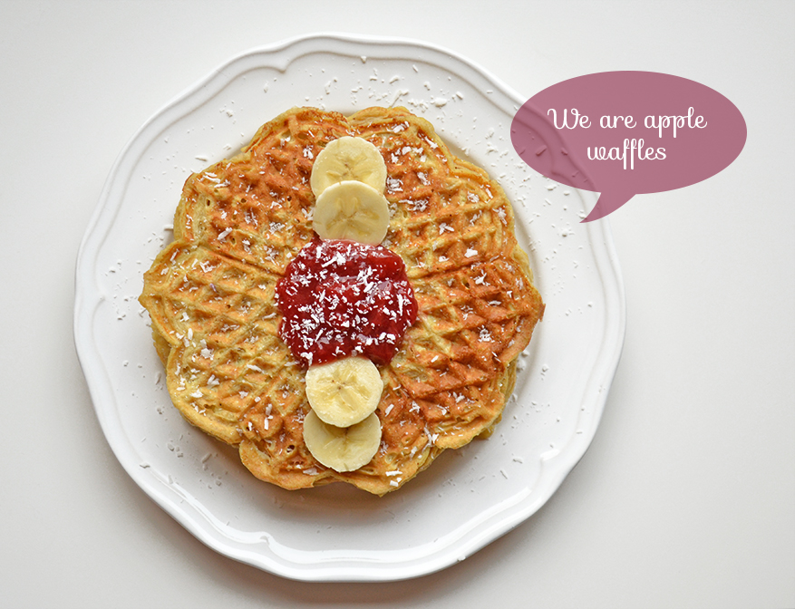 Healthy waffle with apples