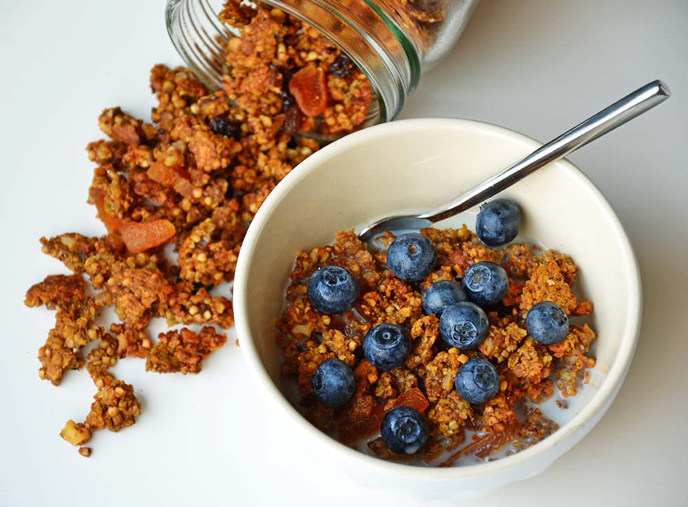 Chunky homemade sweet potato-buckwheat granola 