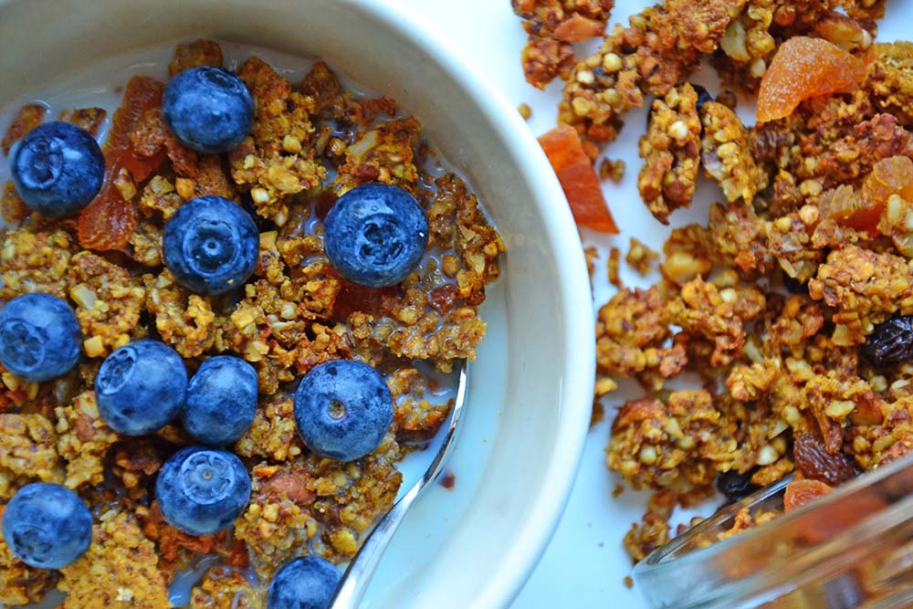 Chunky homemade sweet potato-buckwheat granola 
