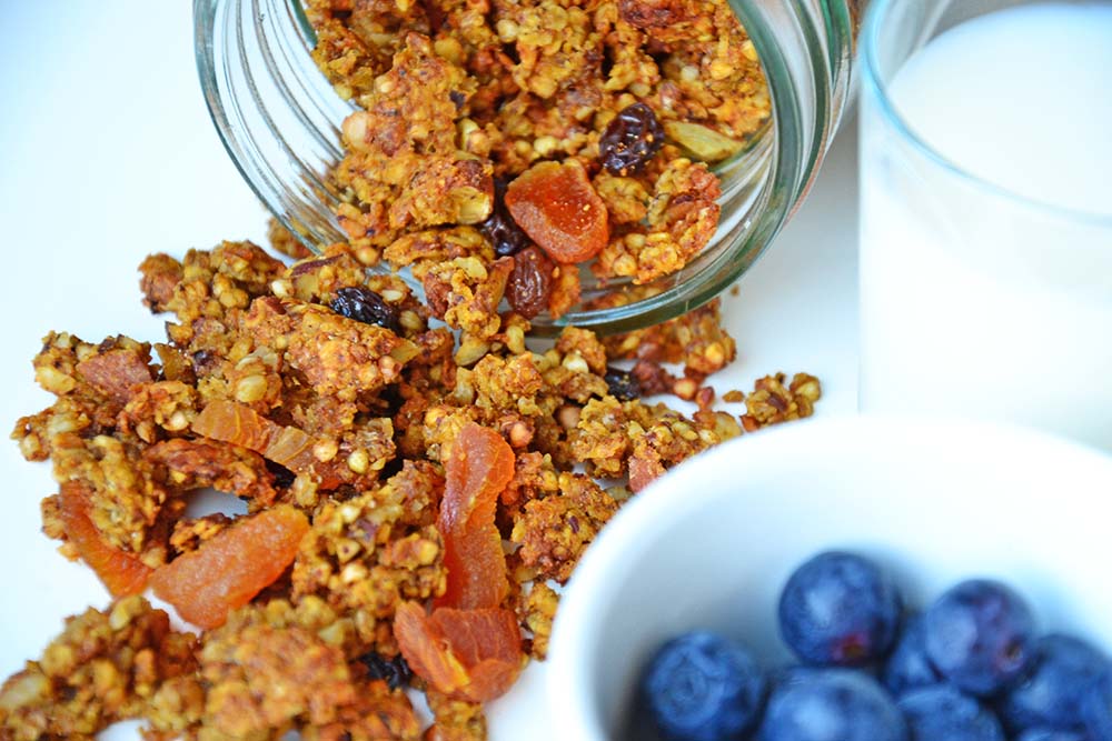 Chunky homemade sweet potato-buckwheat granola 