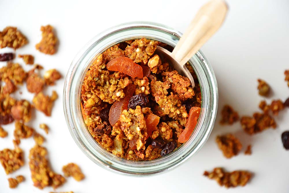 Chunky homemade sweet potato-buckwheat granola 