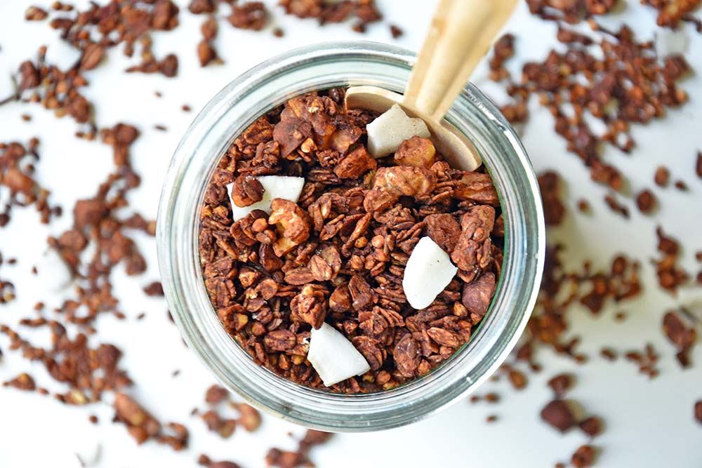 Crunchy chocolate buckwheat granola