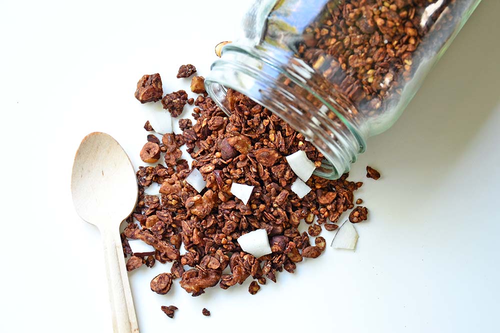 Crunchy chocolate buckwheat granola