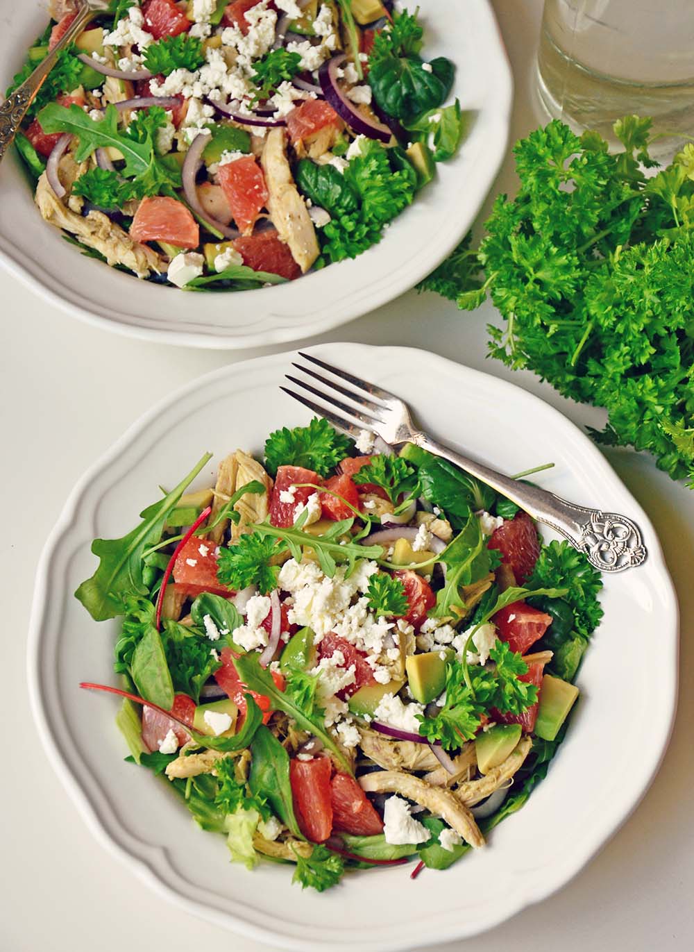 Roasted chicken, avocado & grapefruit salad