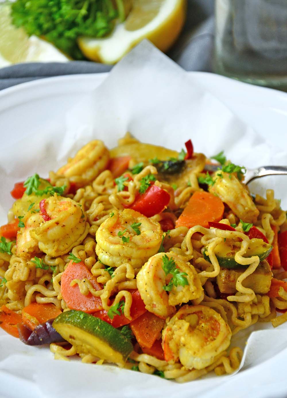 Shrimp & vegetable stir fry with honey chili sauce
