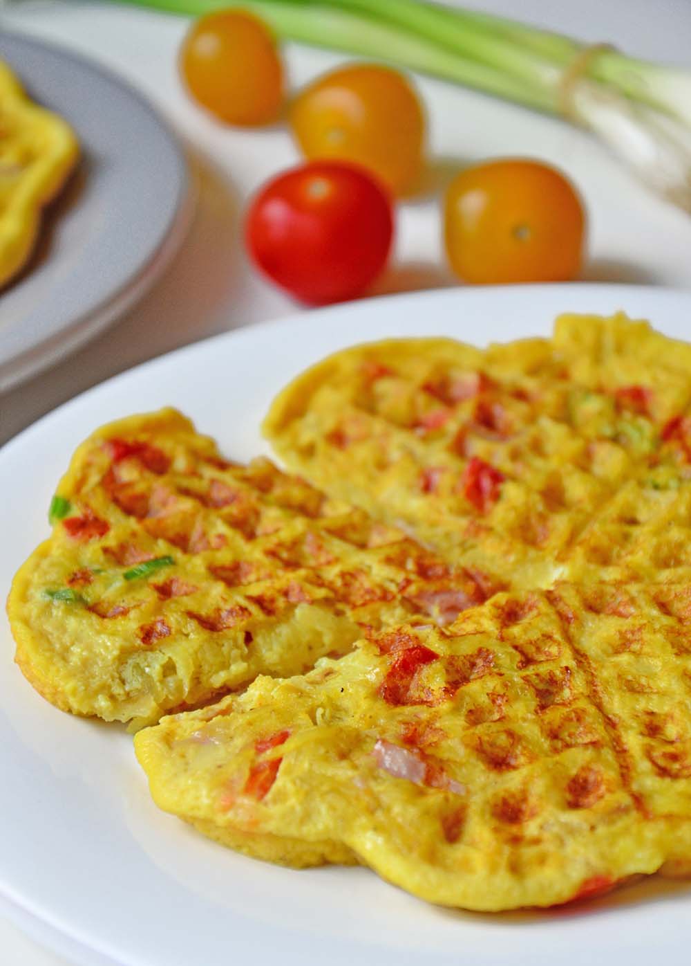 Potato, ham and parmesan waffles