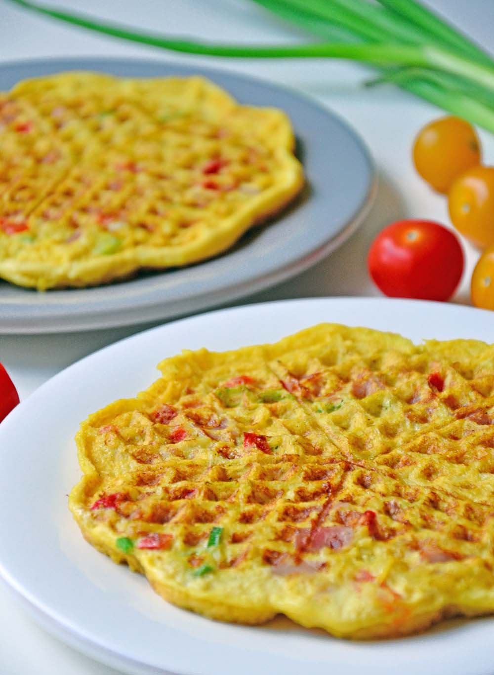 Potato, ham and parmesan waffles