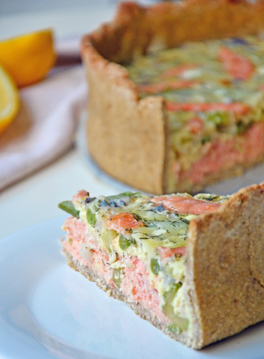 Smoked salmon quiche
