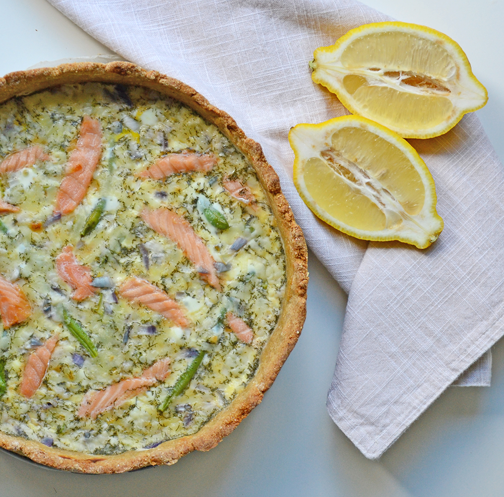 Smoked salmon quiche