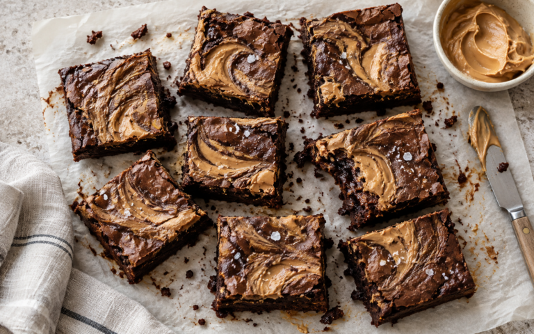 Brownies med peanøttsmør og flaksalt