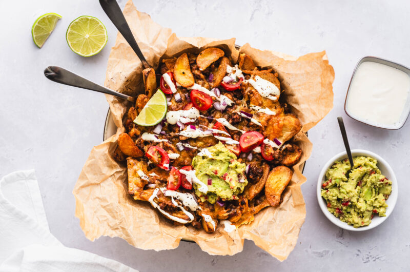 Dirty fries med kjøttdeig, cheddar og guacamole