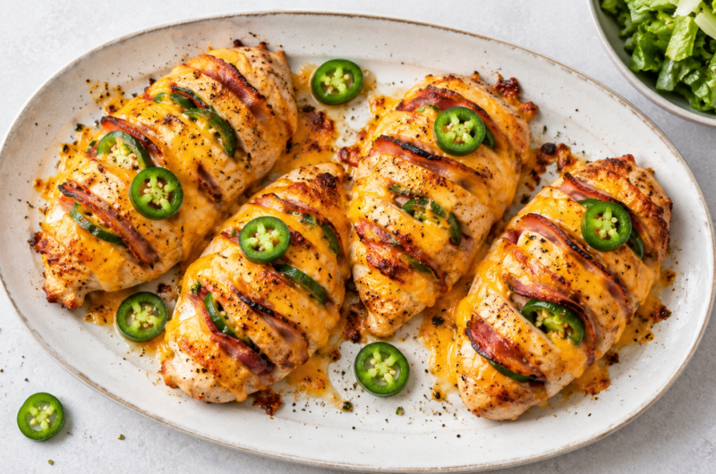 Hasselbackkylling med ost, skinke og jalapeño