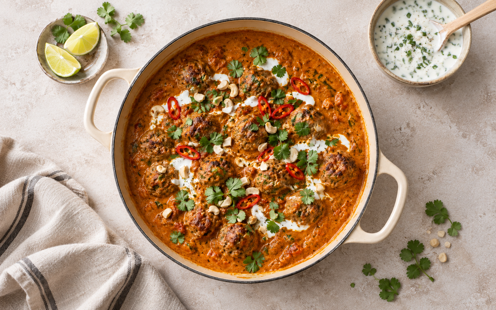 Indisk curry med lammekjøttboller