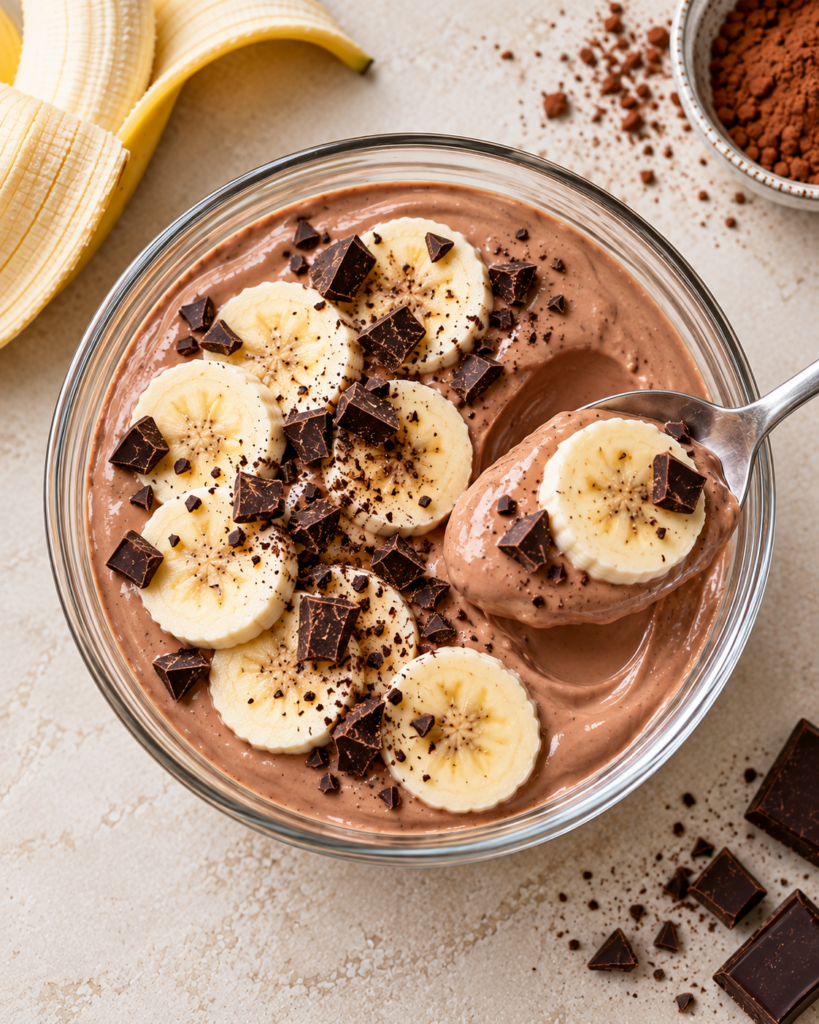 Sjokoladeyoghurt med banan og mørk sjokolade
