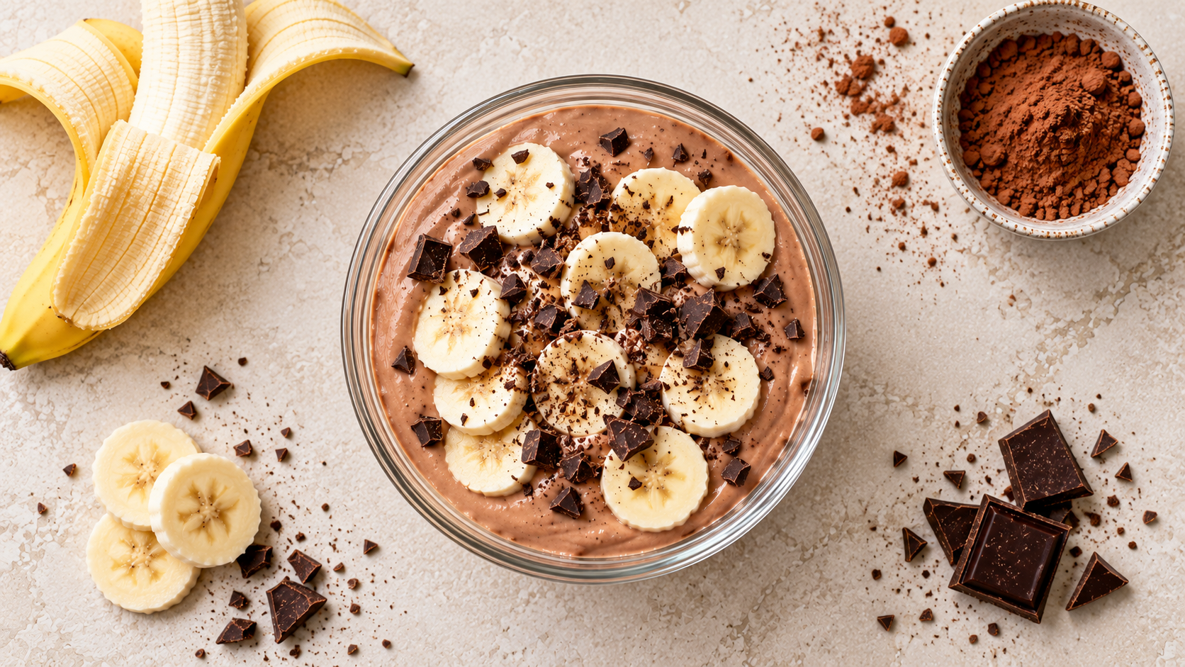 Sjokoladeyoghurt med banan og mørk sjokolade