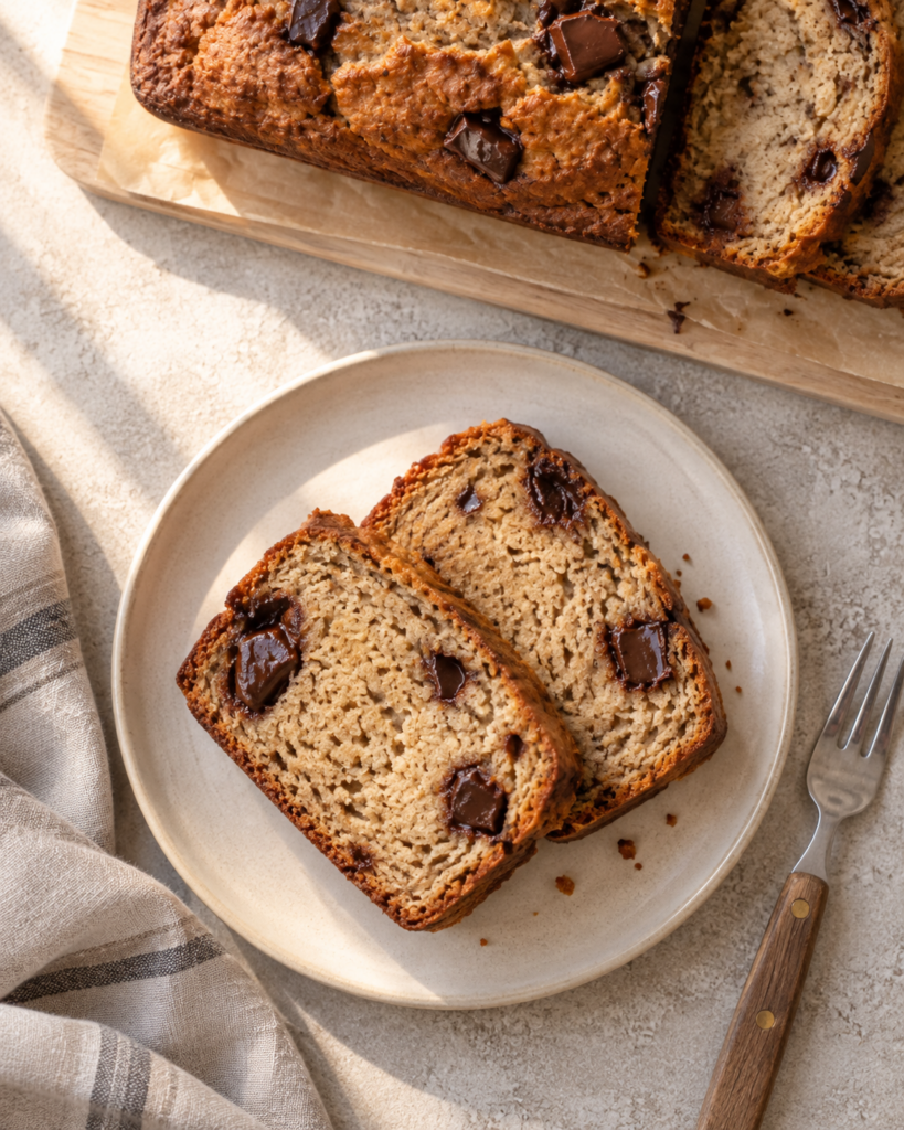 Saftig bananbrød med mørk sjokolade