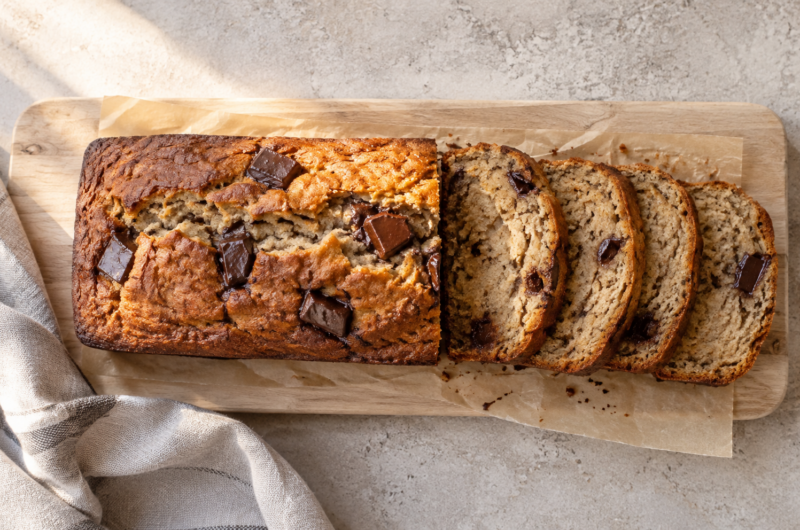Saftig bananbrød med mørk sjokolade
