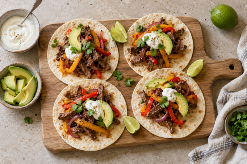 Biff-fajitas med paprika og lime