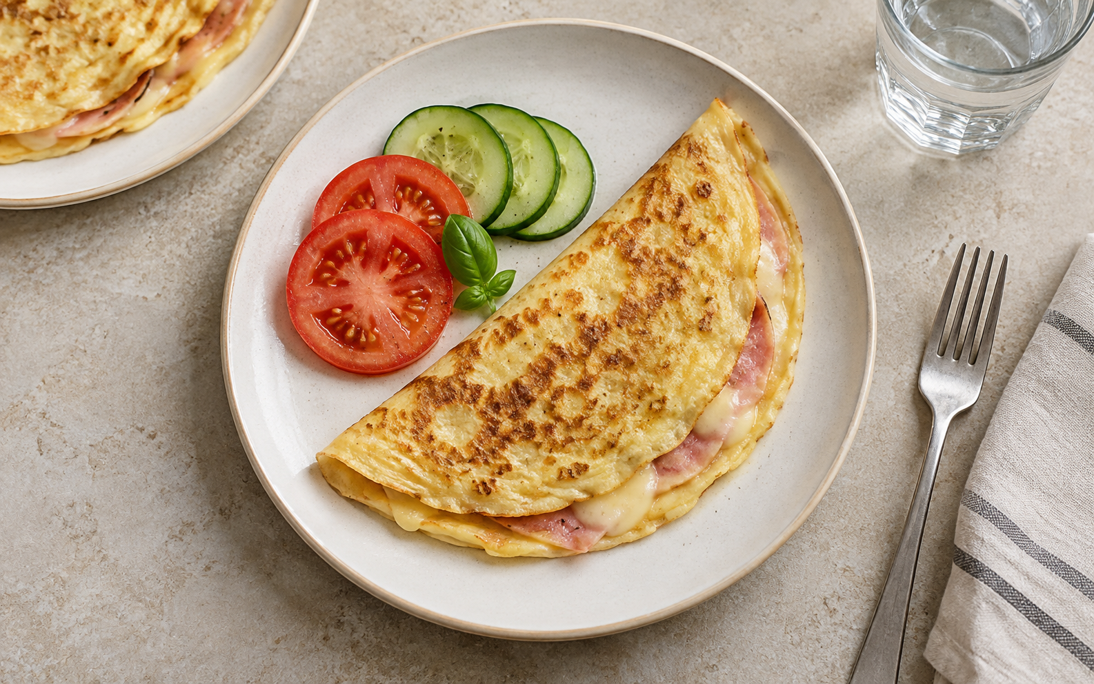 Egg crêpes med ost og skinke