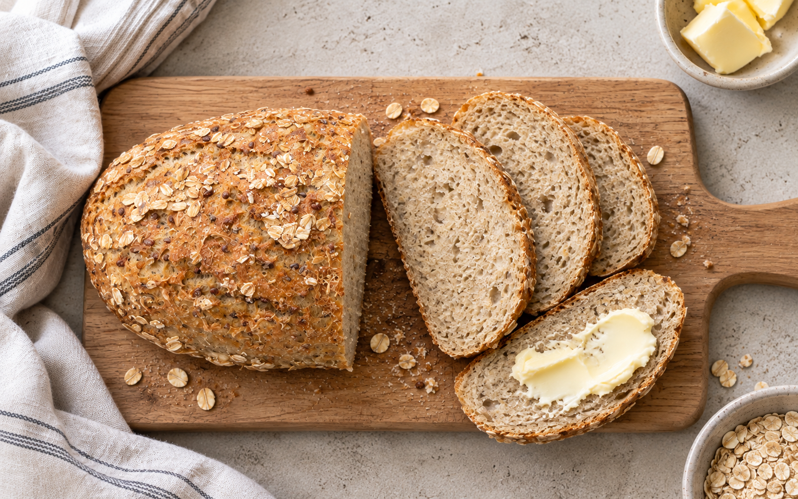 Eltefritt byggrynsbrød med havre og chia