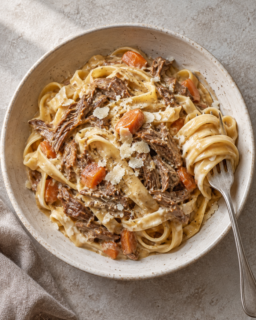 Kremet pasta med lam, gulrot og parmesan