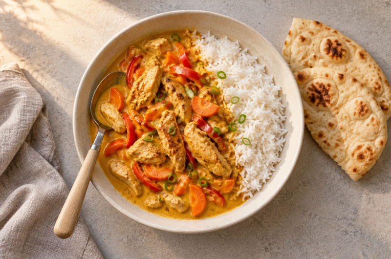 Mild kyllingcurry med kokosmelk