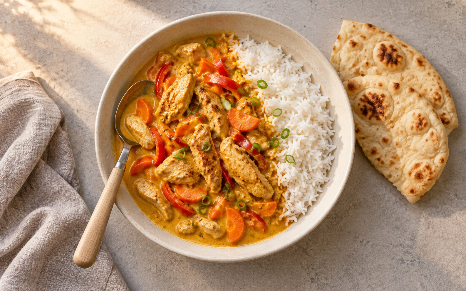 Mild kyllingcurry med kokosmelk
