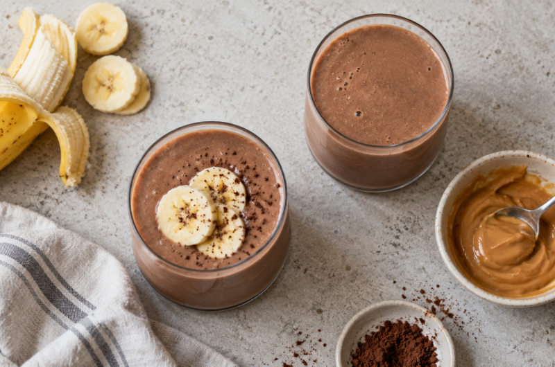 Sjokoladesmoothie med banan og peanøttsmør