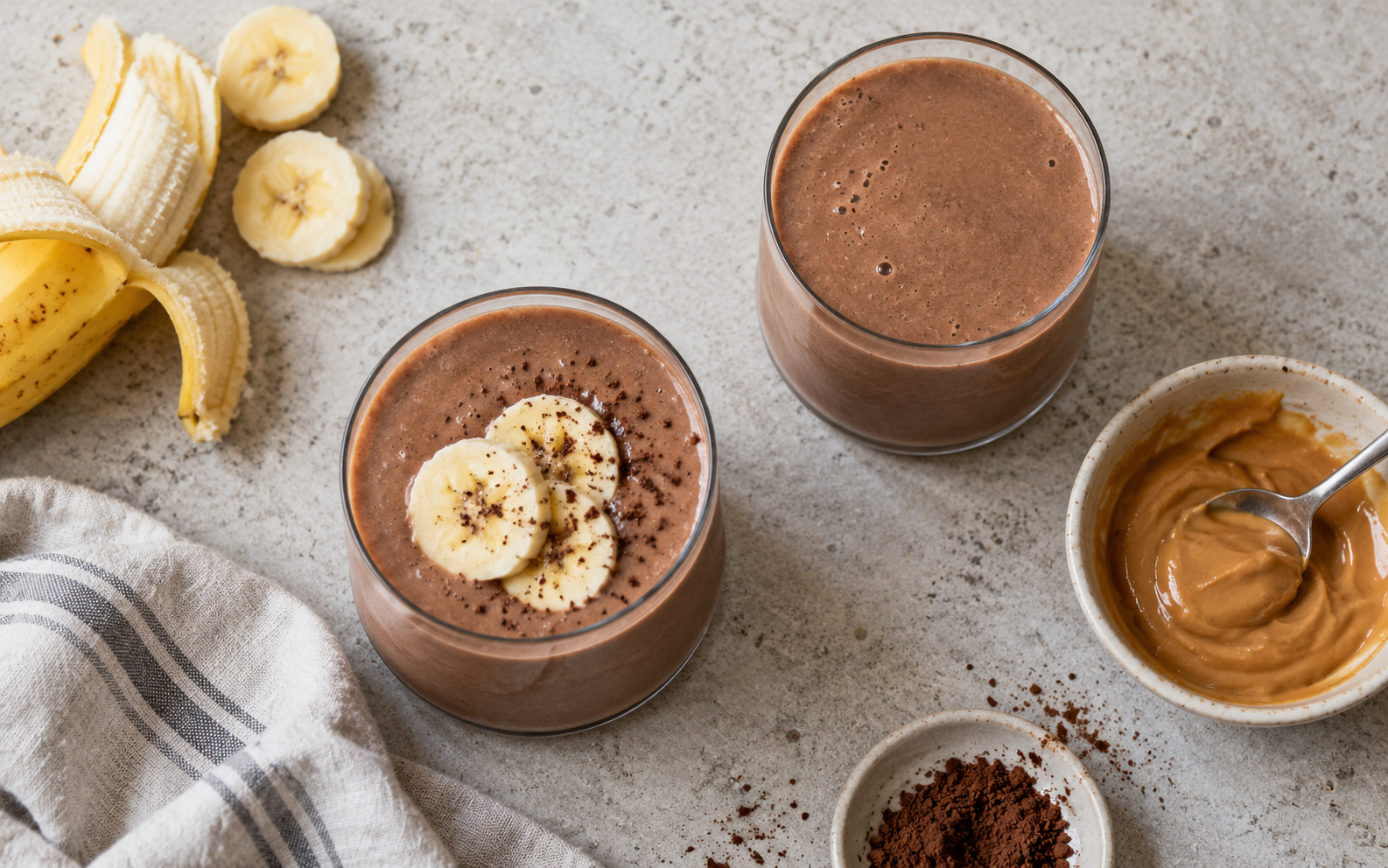 Sjokoladesmoothie med banan og peanøttsmør