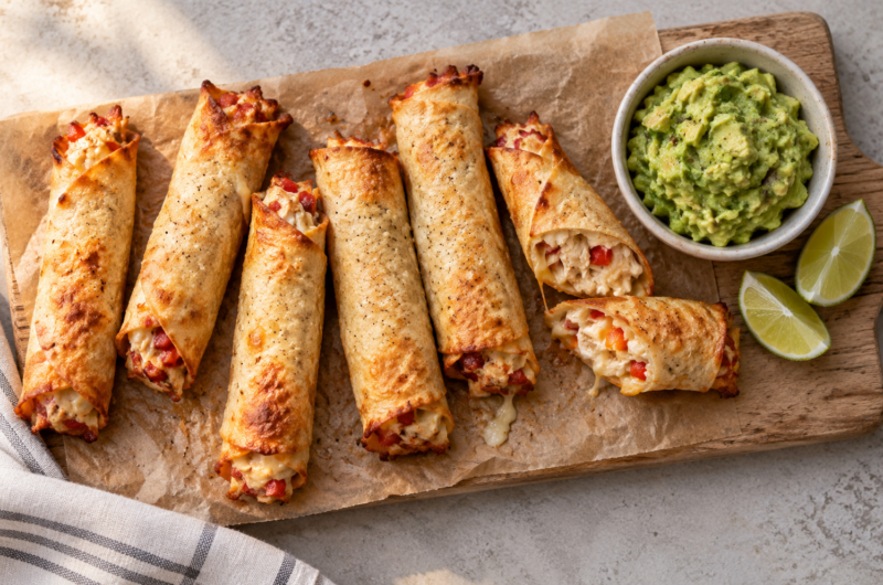 Sprø taquitos med kremet kylling
