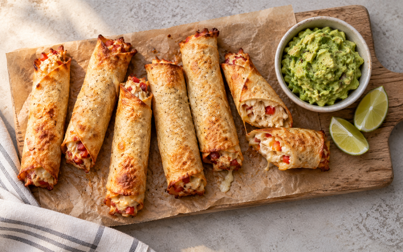 Sprø taquitos med kremet kylling
